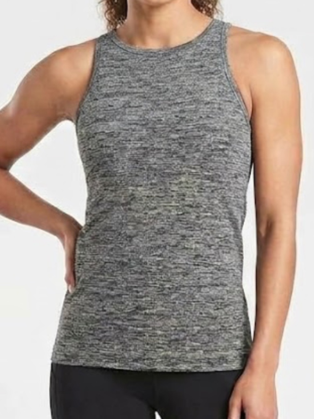 ATHLETA Heathered Gray High Neck Athletic Racerback Small Tank Top